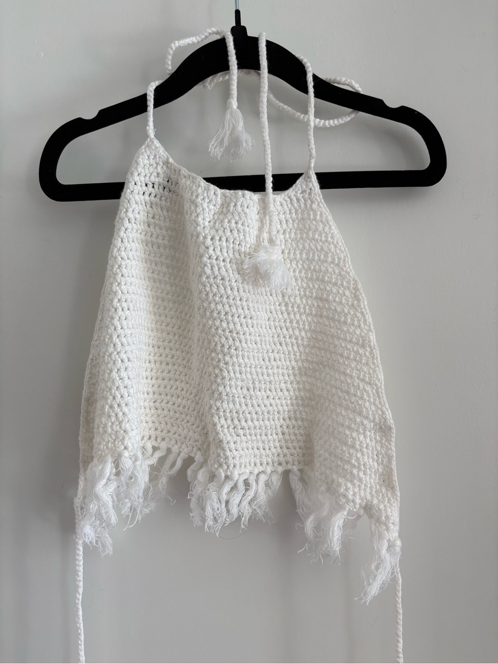 Lovers + Friends White Crocheted Fringe Halter